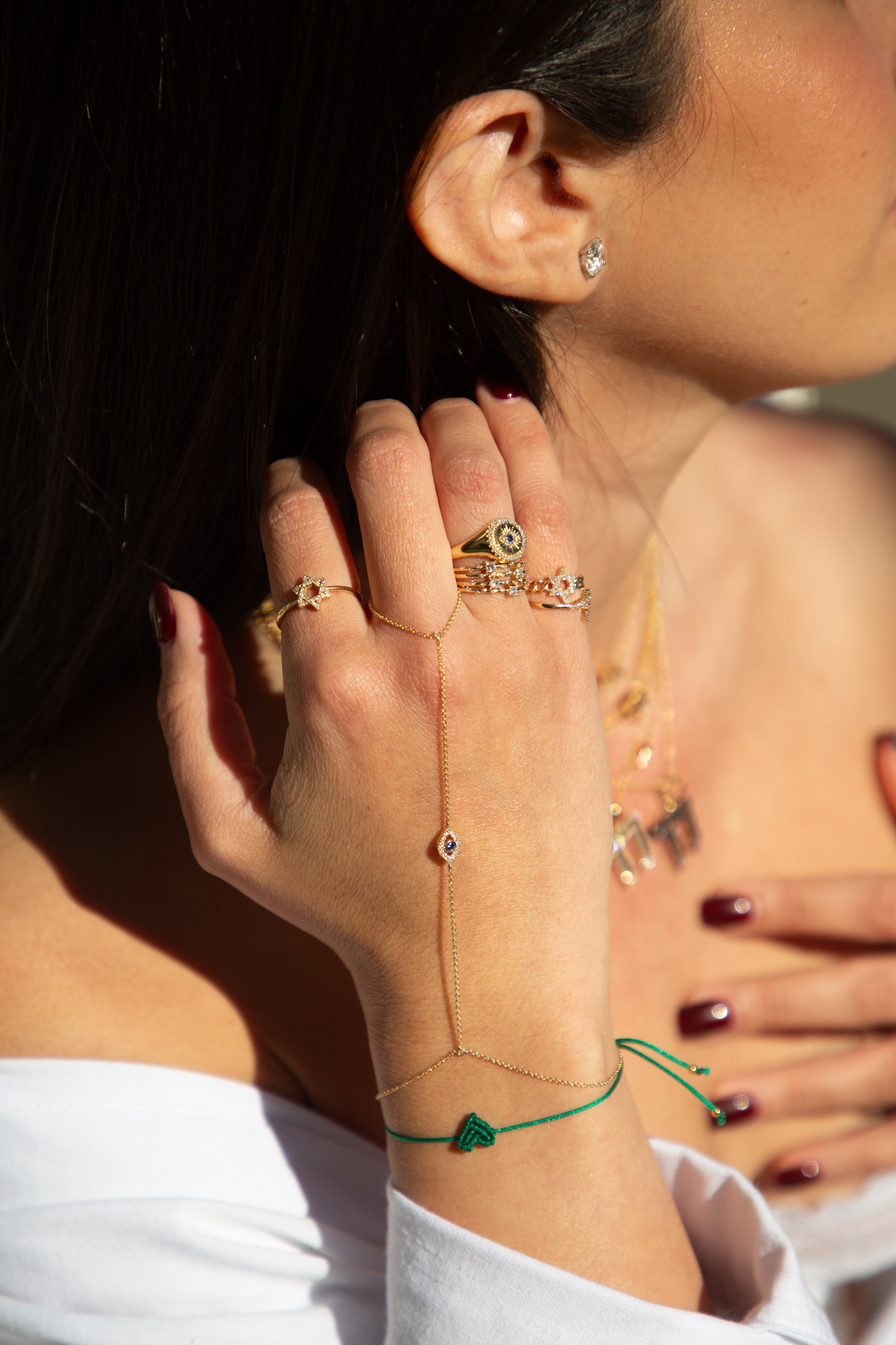 Evil Eye Hand Chain worn on hand