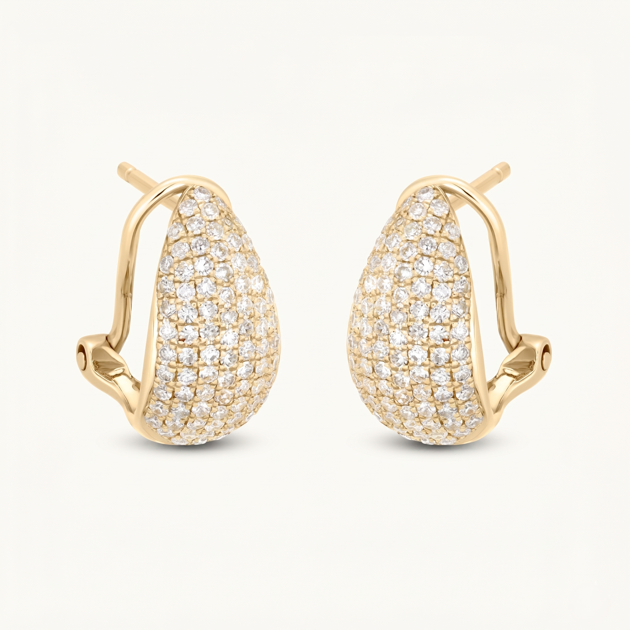 Gold hoop earrings with diamond accents