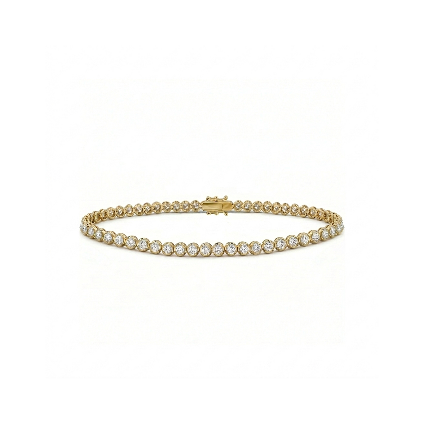 Gold bracelet with clear stones
