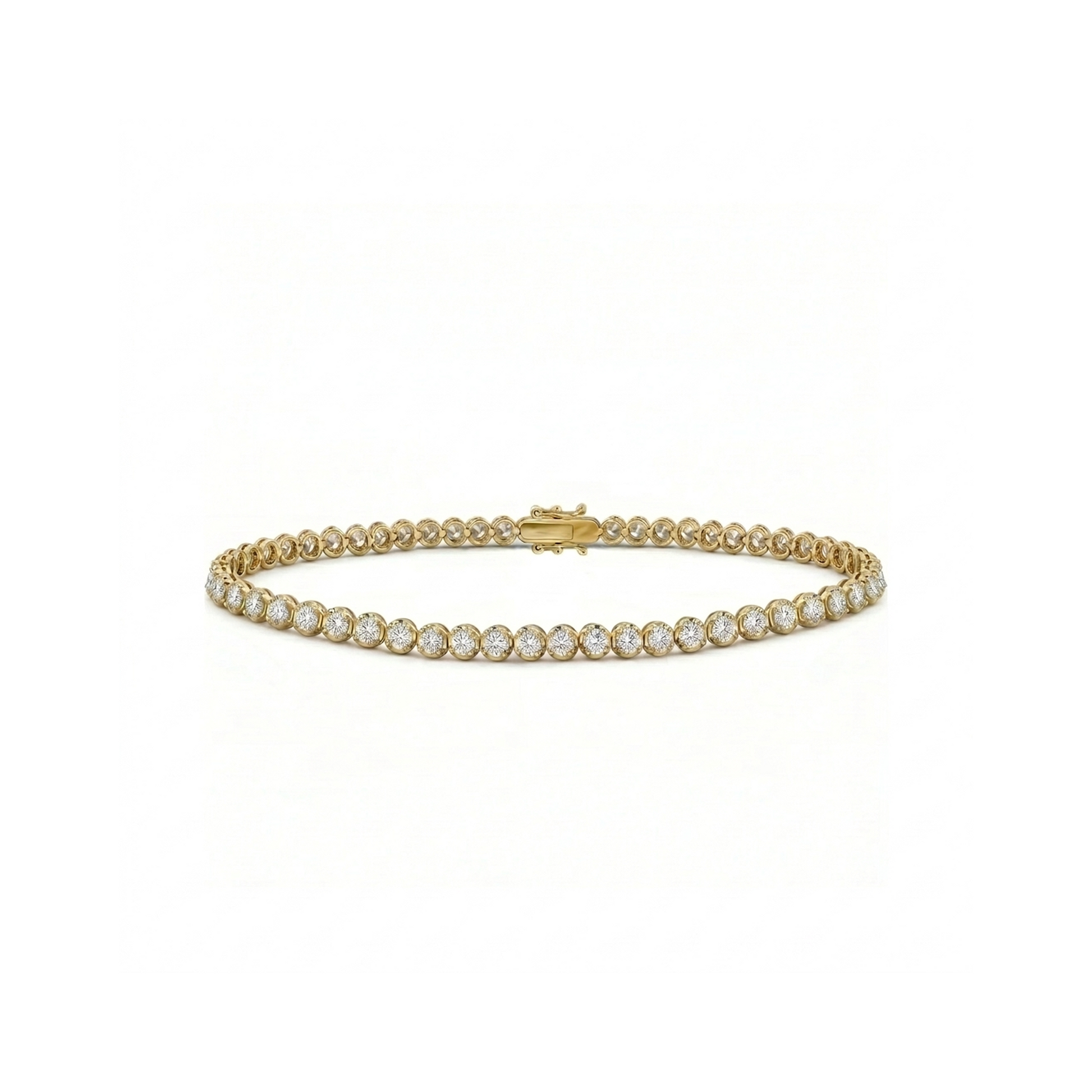 Gold bracelet with clear stones