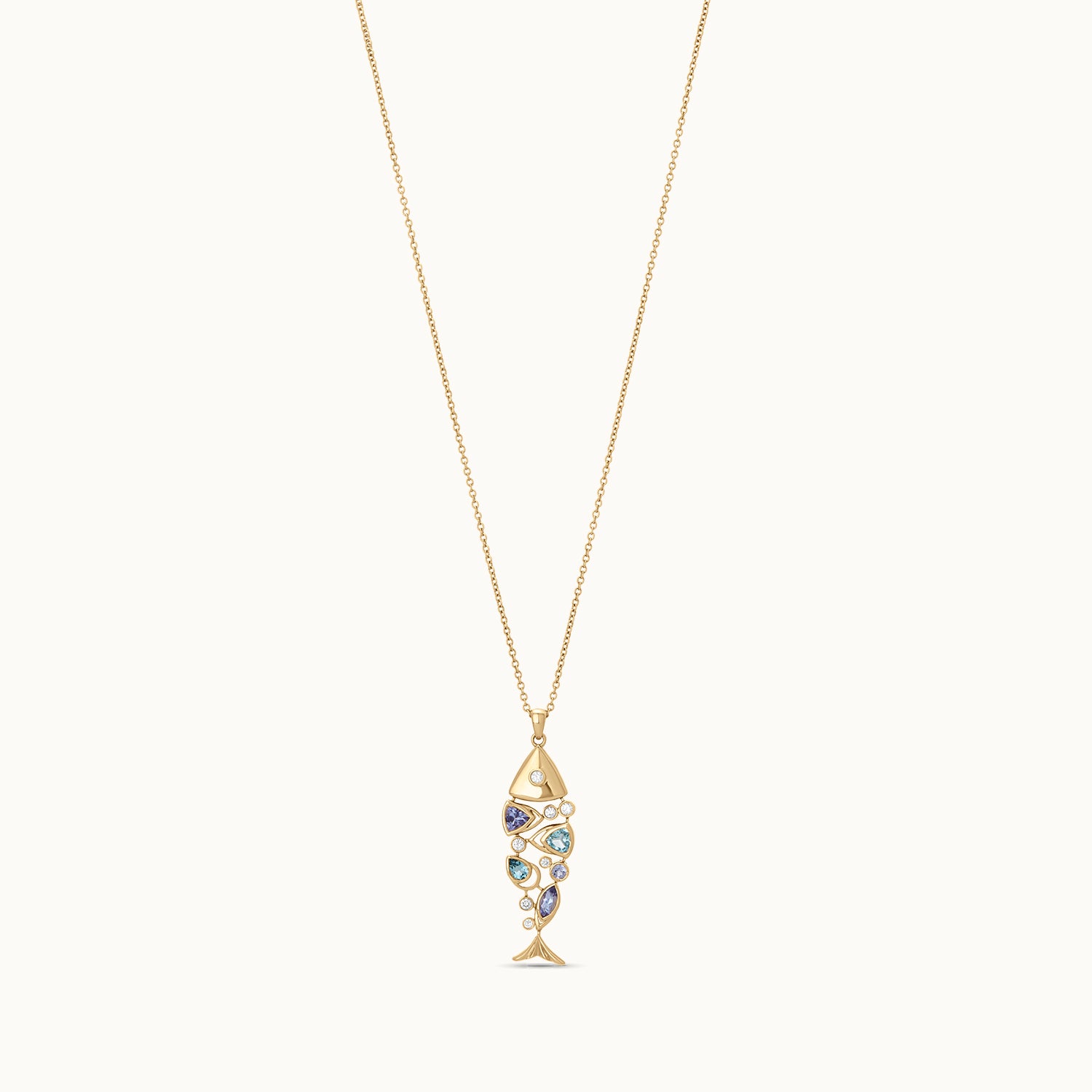 Gold necklace with a fish-shaped pendant 