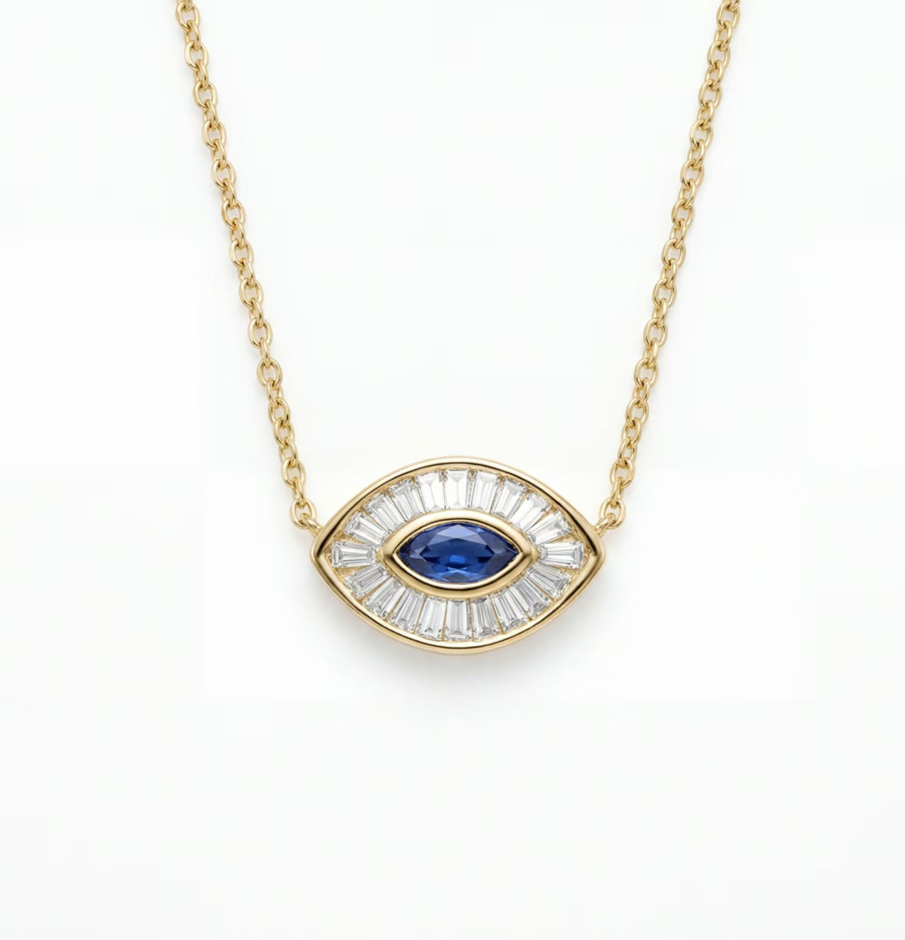 Marquis Necklace with Sapphire Middle