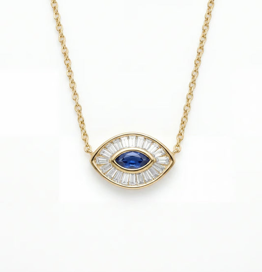 Marquis Necklace with Sapphire Middle