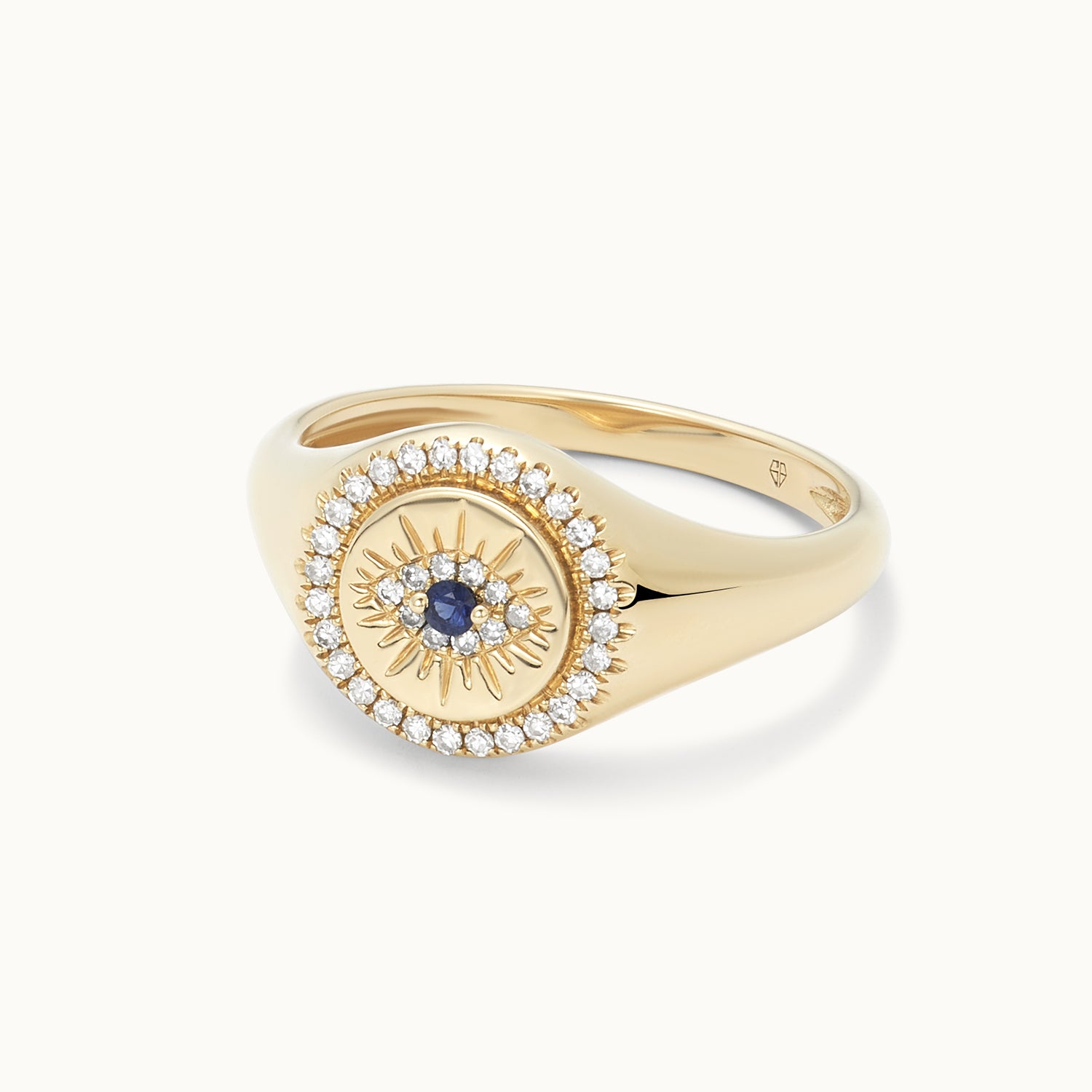 14K Gold Evil Eye Signet Ring