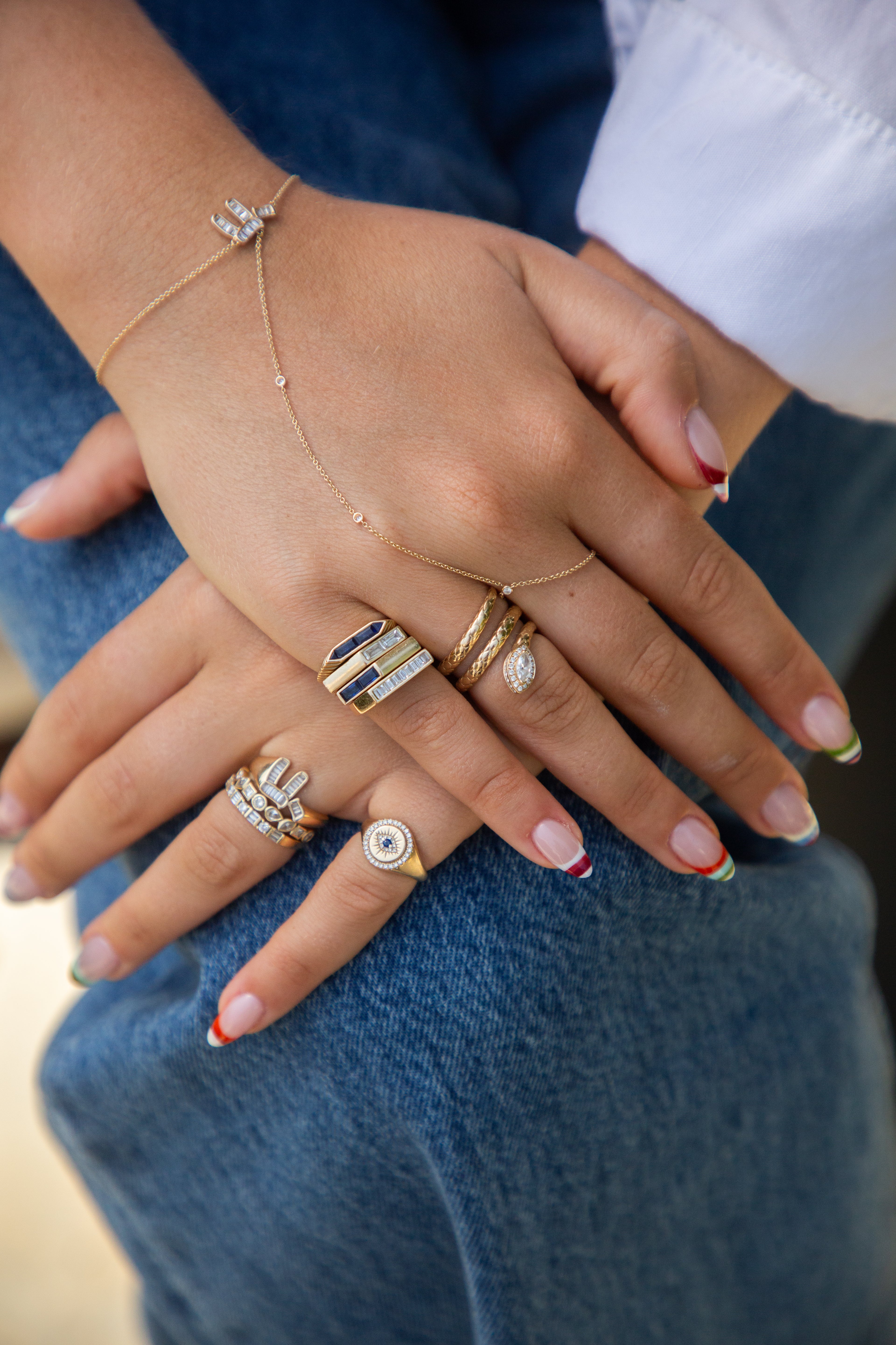 Evil Eye Signet Ring worn on hand