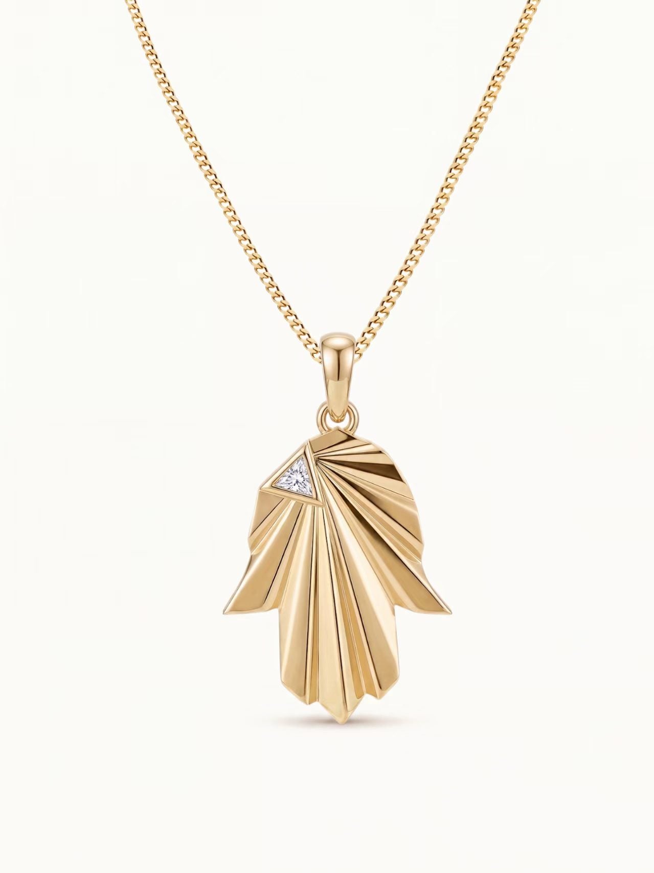 14K gold Soleil Hamsa Necklace with diamond accent